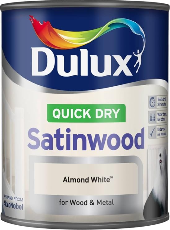 Dulux Quick Dry Satinwood 750ml Almond White Amazon.co.uk DIY & Tools