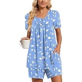 COFNEW Women Pajama Sets Summer Short Sleeve Pjs 2 Piece Plus Size Lounge Sleepwear Set with Pockets