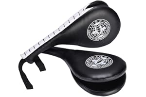 YOSOO Pack of 2 Taekwondo Double Kick Pad Target, Tae Kwon Do Karate Kickboxing Training TKD Kicking Pad Practice Double Face Kick Foot Pad Martial Arts Equipment Sporting Goods Paddle, Black