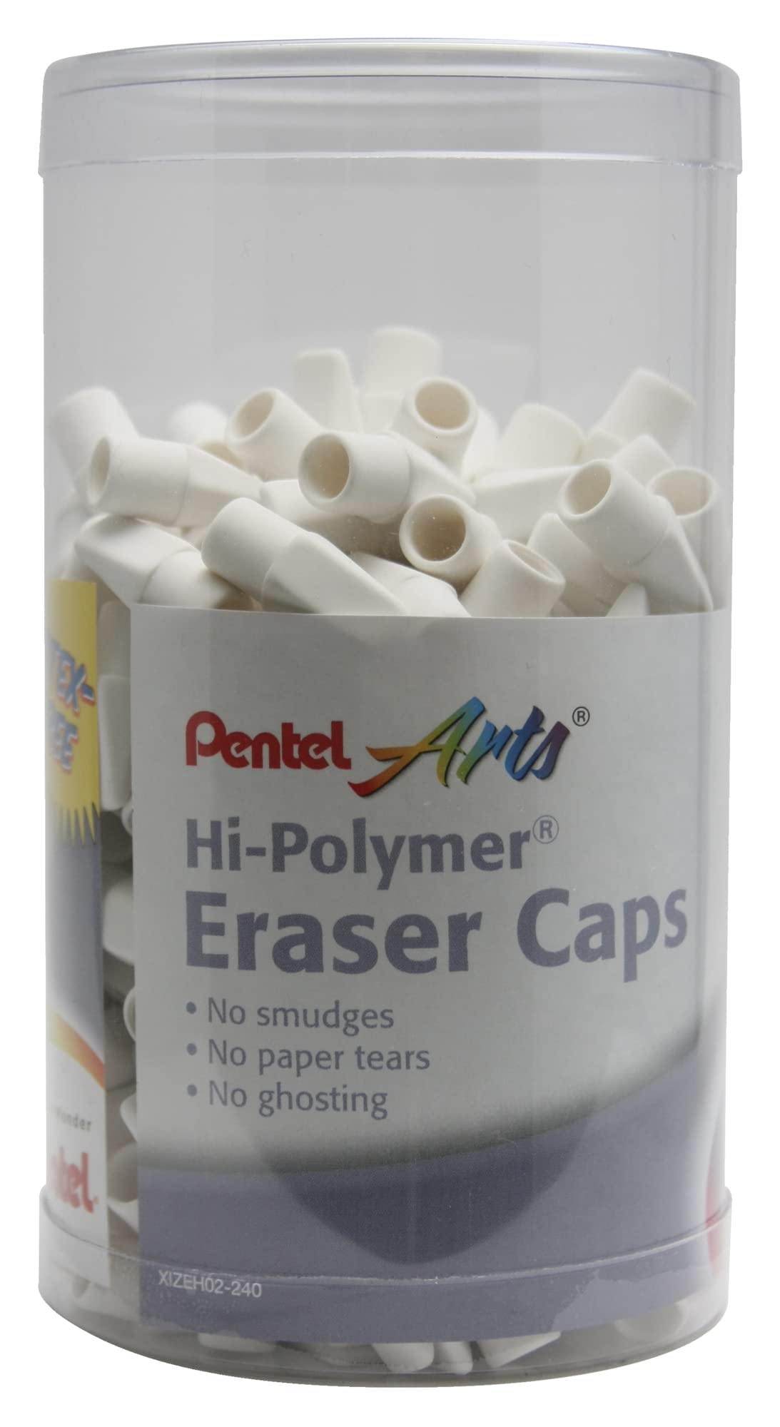 Pentel Arts Hi-Polymer White Cap Eraser, Canister Display - 240 Pieces (ZEH02-240)