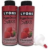 Lyons Gourmet Strawberry Dessert Syrup Bundle (Pack of 2) with Applicator Tip
