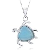 Natural Larimar Necklace in Silver - Starfish Seahorse Anchor - Natural Larimar Jewelry - Beautiful Blue Larimar Stones - Larimar Gemstone Necklaces for Women