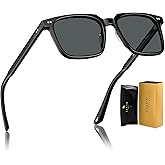 CARFIA Retro Cool Acetate Sunglasses for Men Polarized UV Protection, Trendy Square Male Sunnies Outdoor Driving Eyewears