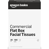 AmazonCommercial 2-Ply White Facial Tissue, Flat Box, FSC Certified, Unscented, 3000 Count (30 Packs of 100), 8 x 8 Sheet