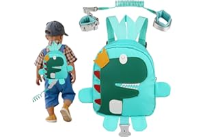 Backpack Leash for Toddlers, Yuepin 3 in 1 Dinosaur Kids Backpack Harness + Baby Anti Lost Wrist Link for 1-5 Years Old Boys 