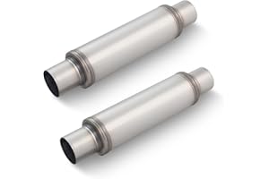 A-KARCK 2.5" Inlet Exhaust Resonator, 2.5" Inlet 2.5" Outlet 20" Overall Length Muffler Universal Resonator Stainless Steel S
