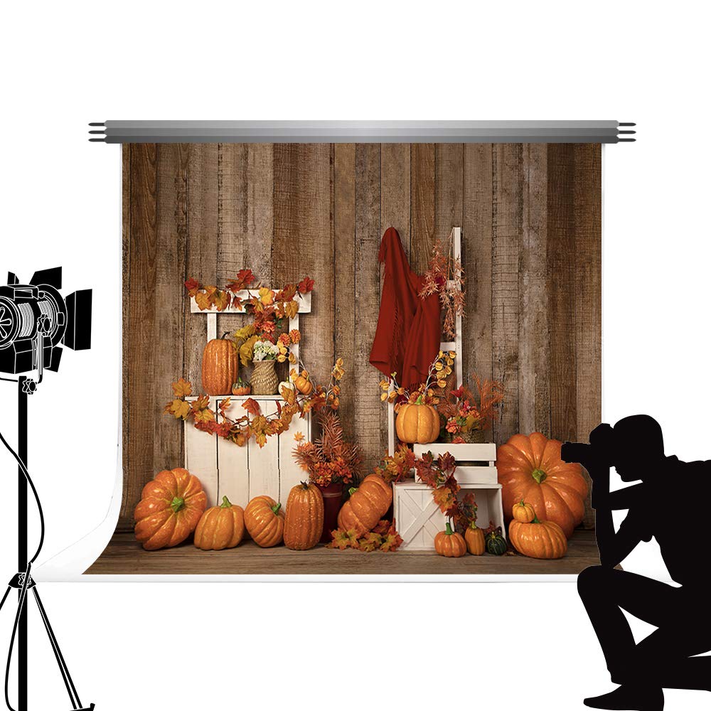 Kate 2.2x1.5m Halloween Photography Backdrops Pumpkin Lantern Decoration Background Autumn Harvest Family Photography Wooden Floor Props for Studio