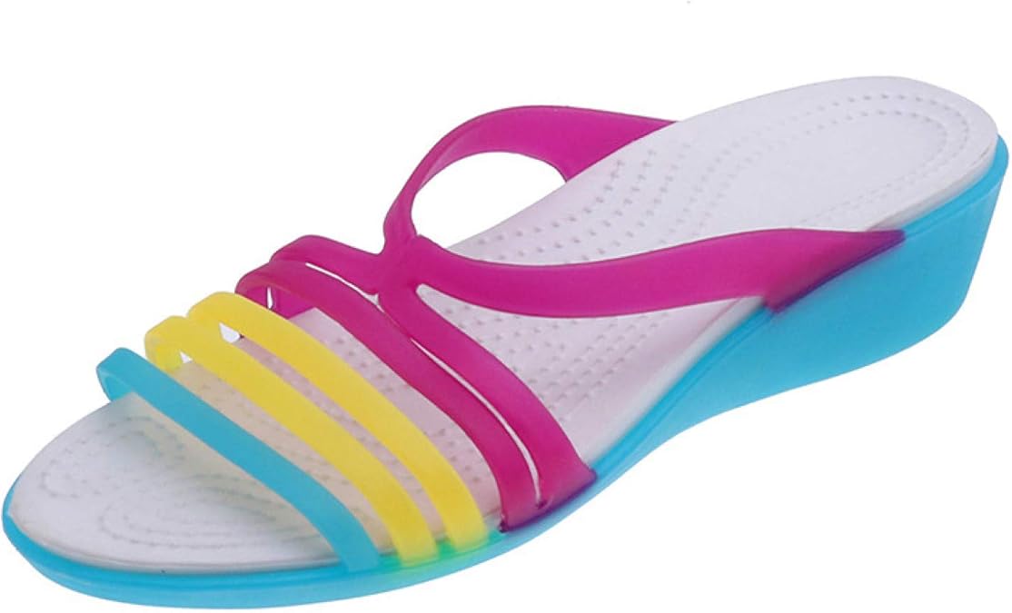 Women's Summer Beach Slide Sandals Open Toe Wedge Low Heel Casual Soft