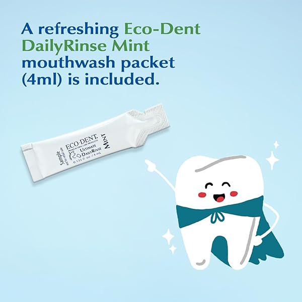 ECO-DENT EXTRABRITE BAKING SODA TOOTH POWDER, MINT – SLS & FLUORIDE-FREE TOOTHPASTE POWDER WITH OXIDIZING CALCIUM PEROXIDE, WHITENING TOOTHPASTE ALTERNATIVE + DAILYRINSE SINGLE-USE PACK