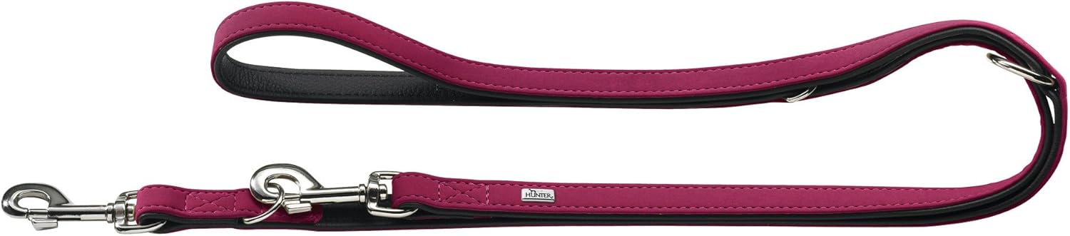 Hunter 61216 Adjustable Leash Softie 15/200 Nickel, Artificial Leather Nubuk Raspberry / Art Leather Black