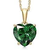Gem Stone King 14K Yellow Gold 8MM Heart Shape Gemstone Birthstone Pendant Necklace for Women | Gold Necklace For Women | With 18 Inch Rope Gold Chain | Fine Jewelry Gifts for Her Mom Wife