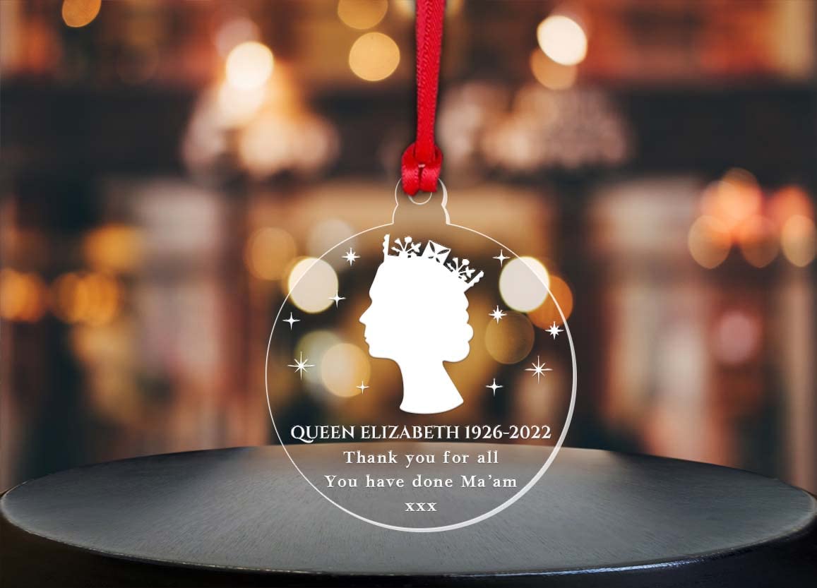 Handmade By Stukk Queen Elizabeth ll In Memory Memorial Bauble Christmas Tree Decoration Keepsake