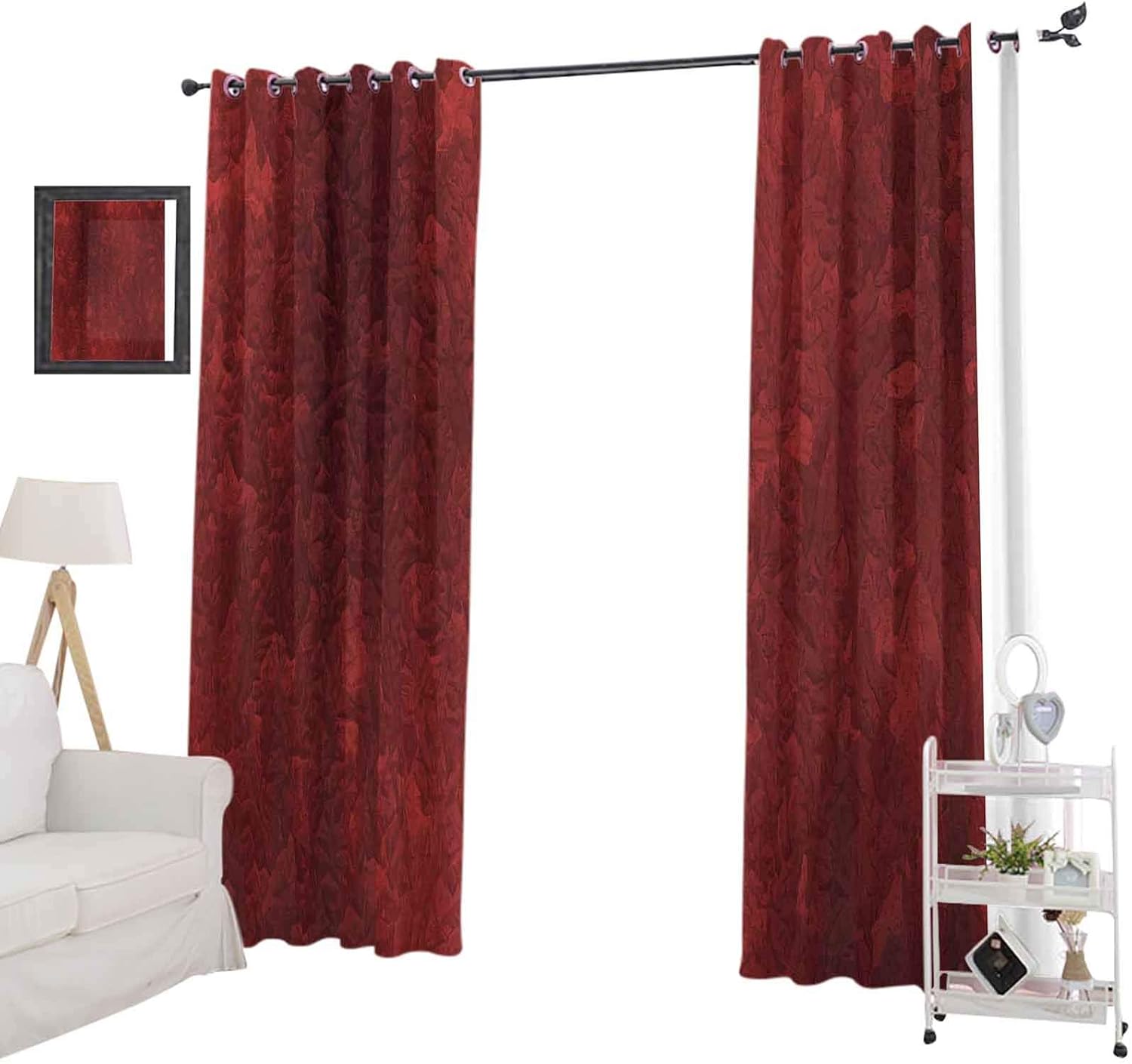 YUAZHOQI Blackout Curtains for Bedroom, red Structured Metal Texture