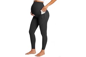 BONVIGOR Nudi Maternity Leggings Over The Belly Pregnancy Leggings with Pockets Workout Activewear Yoga Pants
