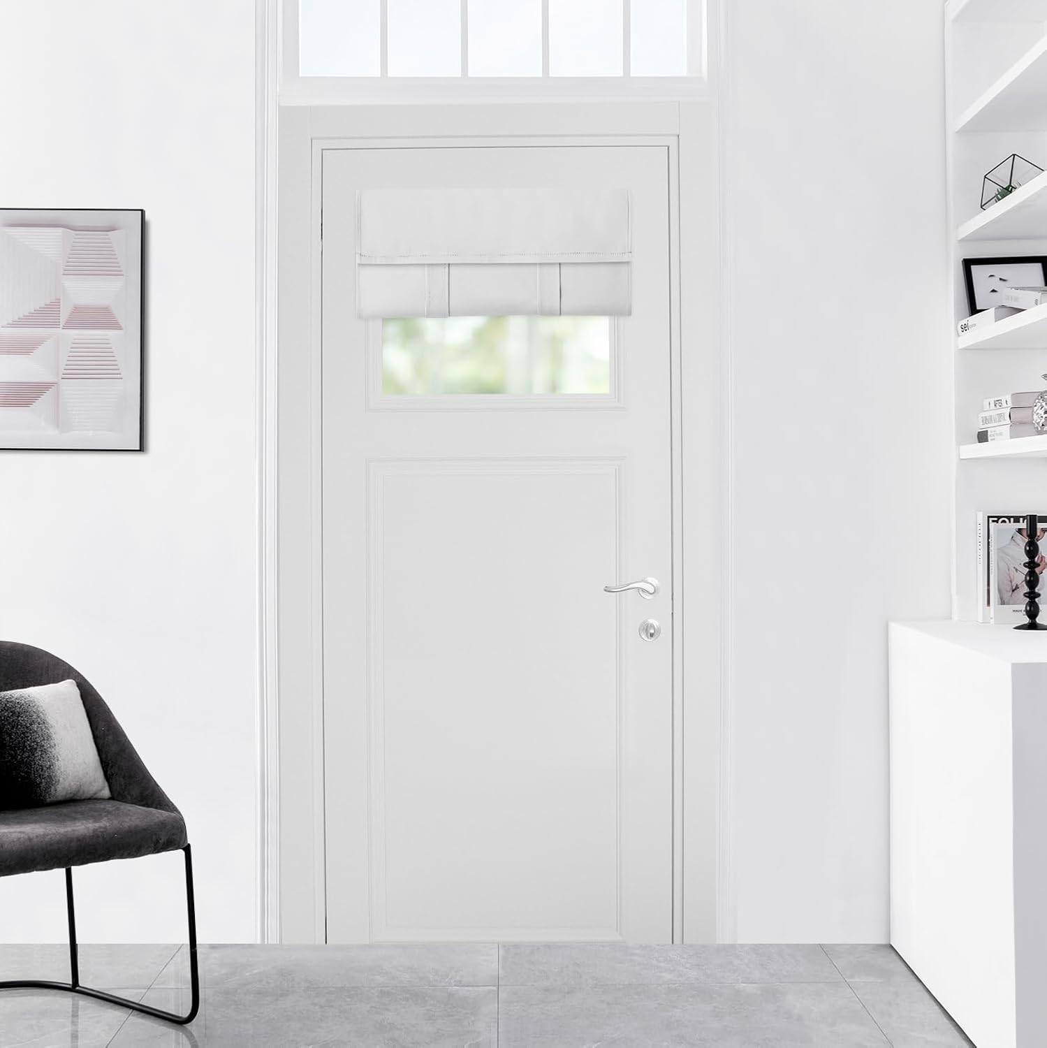 Outdoor Curtains - Small French Door Curtains with Silky Feel Thermal Insulated Noise Reducing Blackout Curtains for Glass Door Office (24W x 18L, 1 Panel, Greyish White)