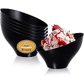 R-kay 6 Pack Angled Black Serving Bowls - Small Plastic bowls 6 oz - Premium Plastic Serving Bowls Heavy Duty For Weddings Catering, parties, And All Occasions (Black, Small)