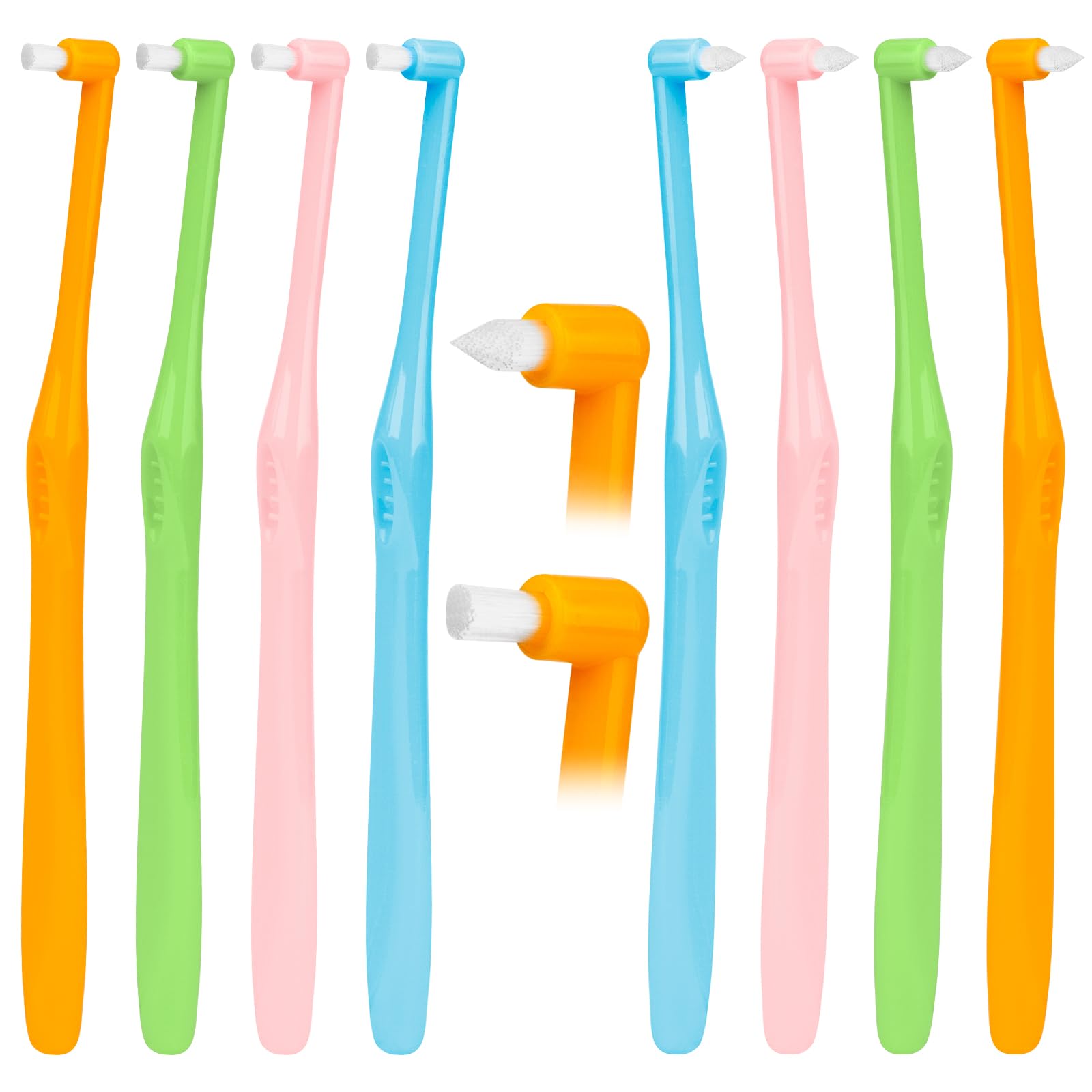 8 Pcs Single Tufted Toothbrush Tuft Toothbrush, Slim Interspace Toothbrushes Interdental Brushes for Detail Cleaning Orthodontic Braces(Pointed+Flat)