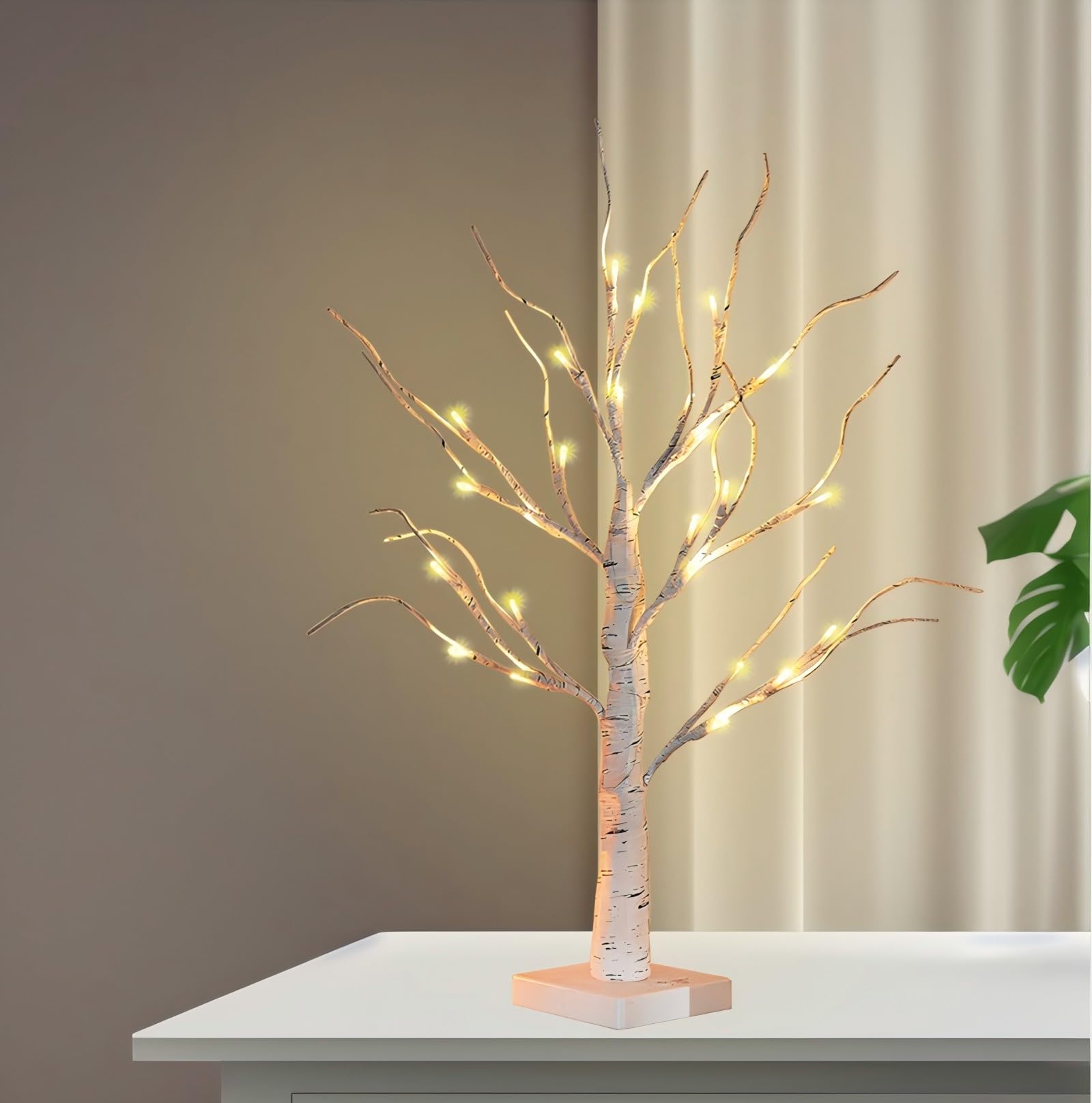 EHIOG White Birch Table Tree Light, 60cm/2FT Lamp With 24 Warm White LEDs, for Bedroom Home Party Wedding Christmas Indoor Decoration