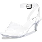 NBUUNBU Clear Strappy Heels For Women Transparent Ankle Strap Platform High Heeled Sandals Sexy Stiletto Comfortable Crystal Dress Shoes Adjustable Buckle Open Toe Pump Mules