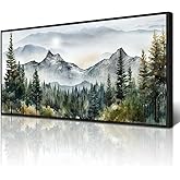 Wapluam Large Canvas Wall Decor For Living Room Bedroom - Modern Office Wall Art - Abstract Mountain Landscape - Stretched And Framed - Ready To Hang - Black Framed