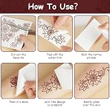URAQT Brown Red Temporary Tattoo Sticker 12 Sheets Floral Mandala Women Girls view 6