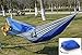 Double Parachute Hammock, Noza Tec Portable Lightweight Nylon Fabric Camping Hammock for Backpacking, Travel, Beach, Yard. Straps Included (Gray/Blue)