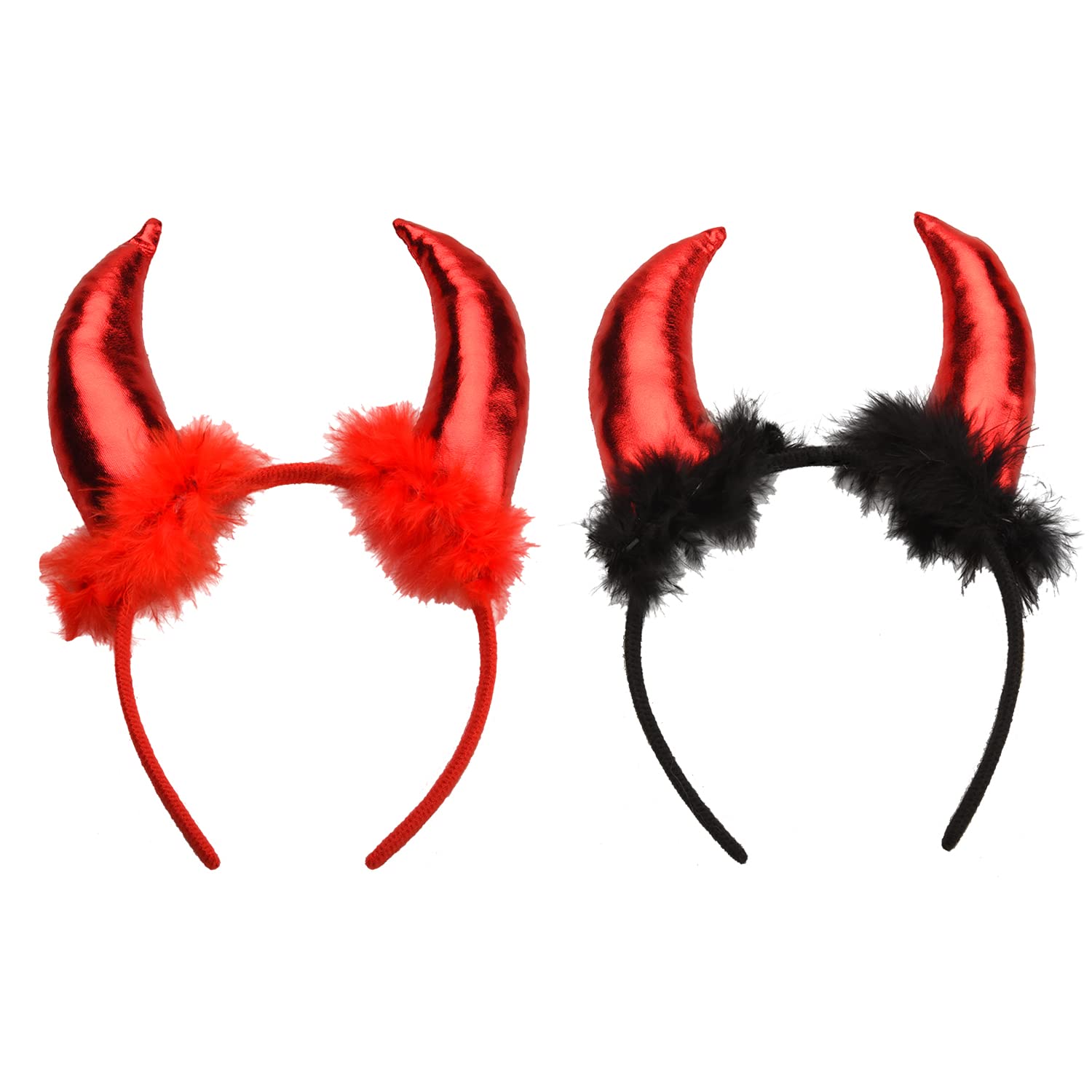 AOVNA 2 Pcs Halloween Devil Horn Headband Halloween Cosplay Horns Fancy Dress Hair Accessory