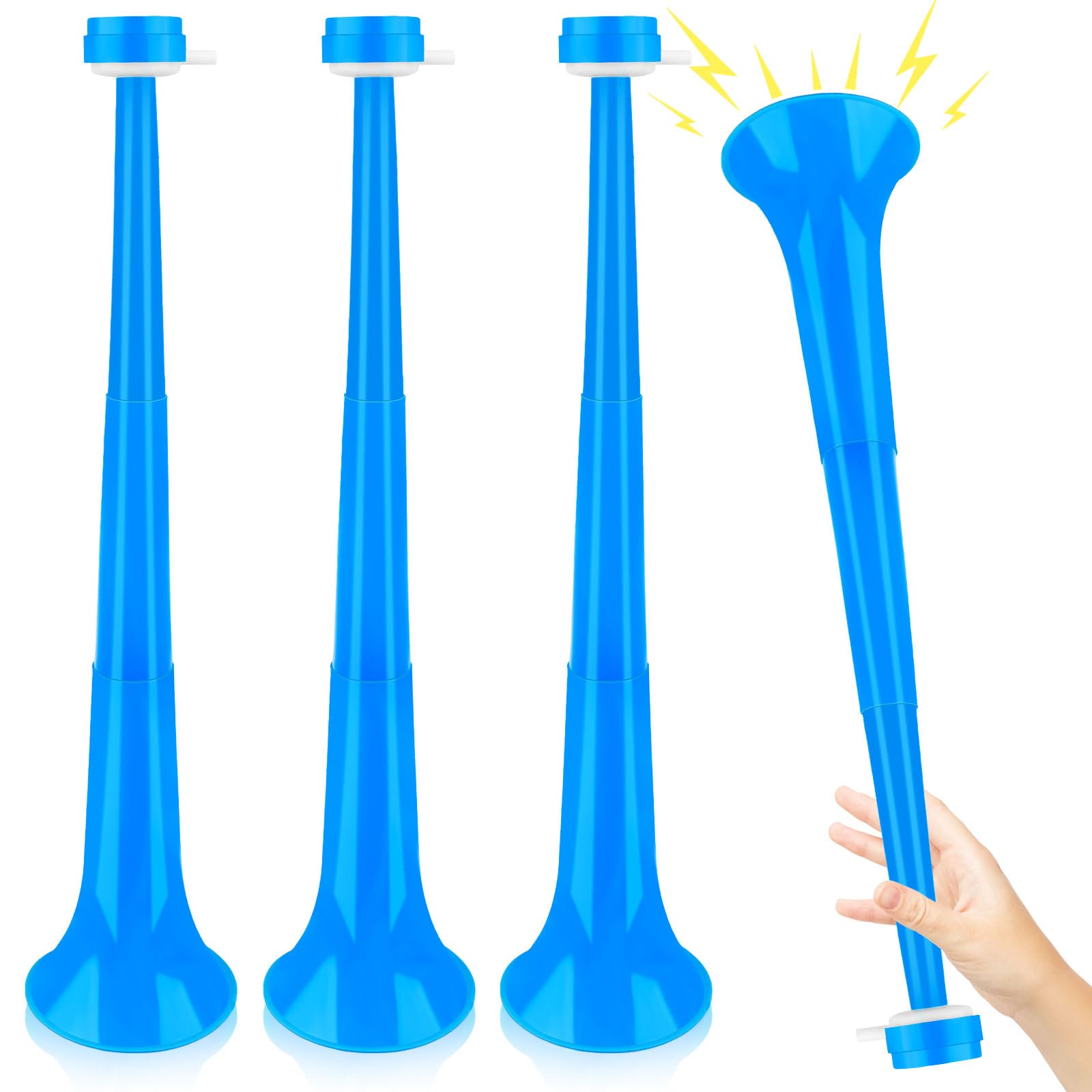 Photo 1 of Denylo pro Collapsible Stadium Horn 20.5 Inch Vuvuzela Plastic Trumpet Horn Blue Blow Horn Loud Sound Soccer Horn Noisemakers for Sporting Events Graduation Games School Party Supplies