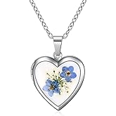 Rnivida Flowers Heart Locket Necklace for Women, Hold Photo Pictures Locket, 18 Inches