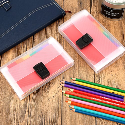 Mtlee 4 Pack Mini Document File A6 7.1 x 4.45 x 1.1 Inch Rainbow Expanding Folder 13 Pocket File Organizer 12 Labels Index - Thumbnail 6