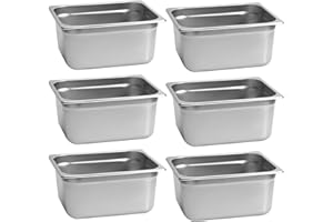 BIEAMA 6 Pack Hotel Pans, 1/2 Size 6" Deep, NSF, Commercial Stainless Steel Pan, Steam Table Pan, Catering Food Pans