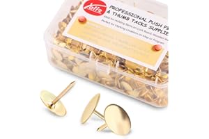 Yalis Thumb Tacks 500-count, 3/8-inch Steel Roundness Push Pins Office Tacks for Corkboard (Gold)