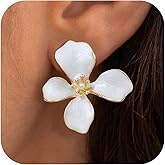 Gold Flower Earrings Statement Earrings for Women Large Floral Earring Jewelry Gift Spring Summer Accessories