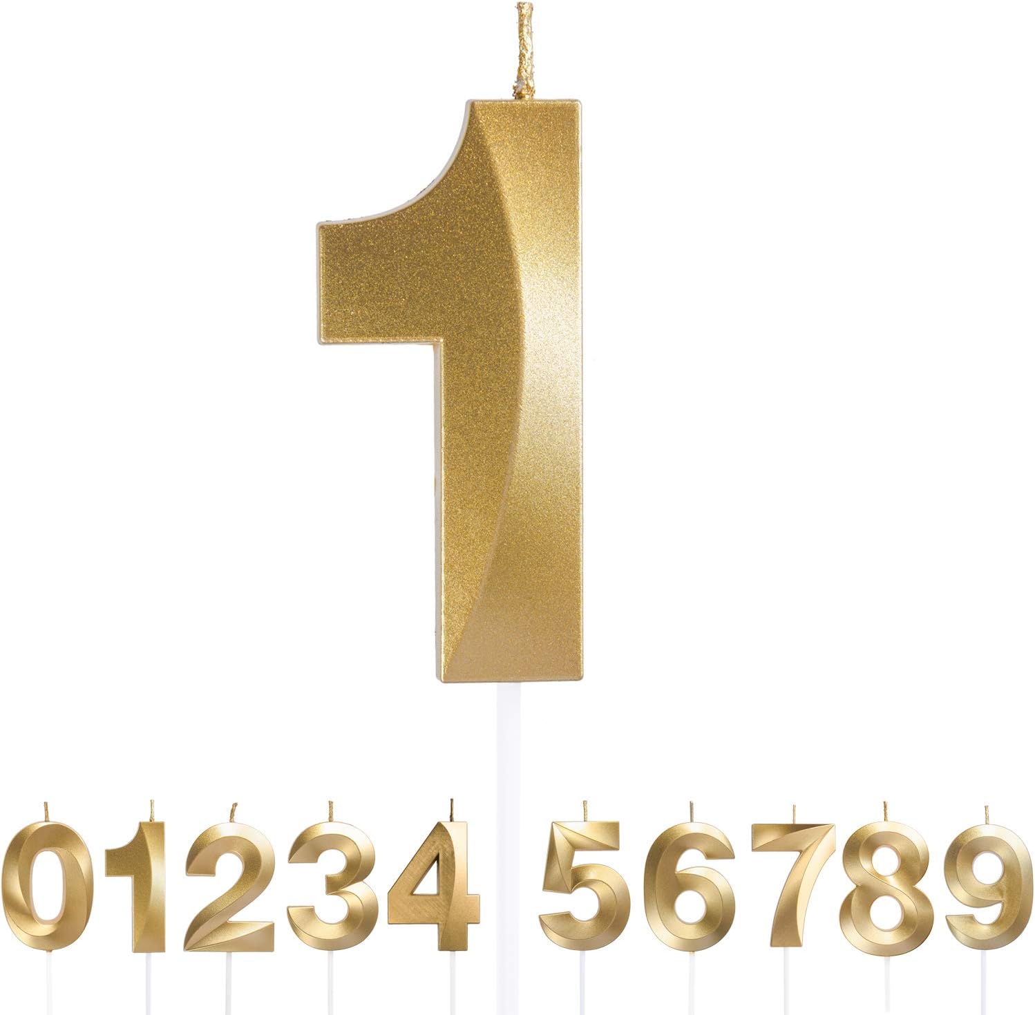 URAQT Birthday Candle for Cake 5D Shape Birthday Number Candles