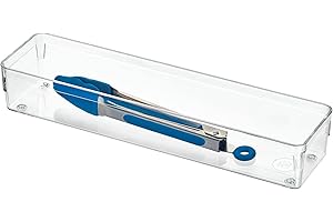 INTERDESIGN iDesign Recycled Plastic Drawer Organizer Solution – 3" x 12" x 2", Clear Bin