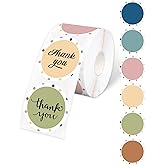 FYSUIMU 600 Pcs Boho Color Direct Thermal Labels Polka Dots Border Label Stickers Round Coding Self-Adhesive Printer Decals for Mother's Day Custom Logo Candle Baking Canning DIY Name Tag Design