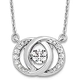 JewelryWeb 11mm Ster. Silver Platinum Plated Crystal Vibrant Cubic Zirconia Two 1inch Ext. Necklace 15.5 Inch Pendant Necklace for Women