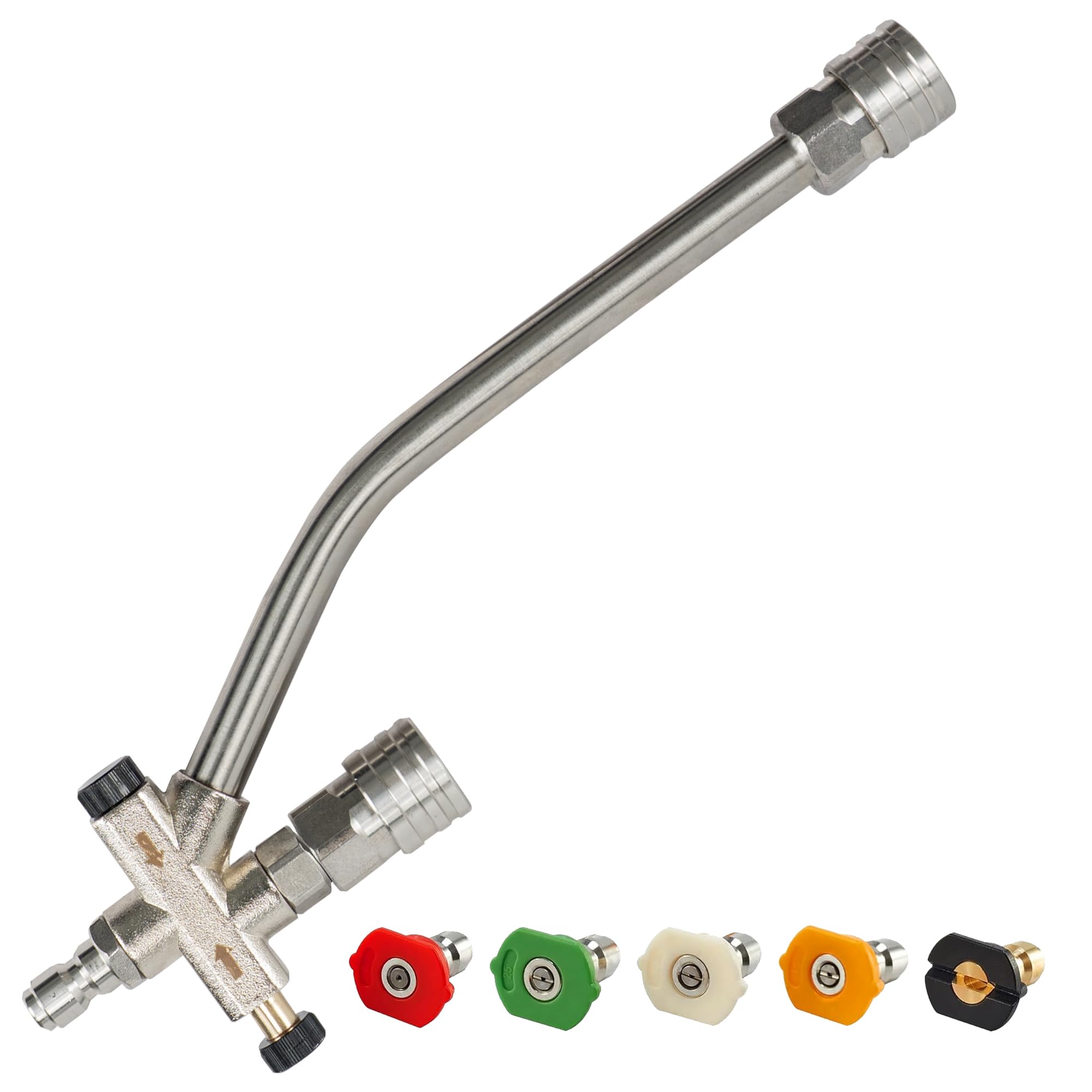 Photo 1 of Hourleey Foam Cannon Dual-Connector Accessory, Pressure Washer Double Tip Attachment for Soap Cannon with 5 Power Washer Sprayer Nozzles, 1/4" Quick Connect, 4000 PSI