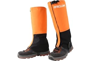 QTECLOR Leg Gaiters Waterproof Snow Boot Gaiters for Snowshoeing, Hiking, Hunting, Running, Motorcycle Anti-Tear Oxford Fabric, TPU Instep Belt Metal Shoelace Hook for Outdoor