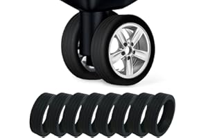SMARINGROBOT 8pcs Premium Luggage Wheel Covers, Travel Suitcase Wheel Cover, Silicone Wheel Protector for most 8 Spinner, Silent Wheel Replacement for Sturdy & Reduce Noise, Sleeve Scratch Carry on Shock Proof