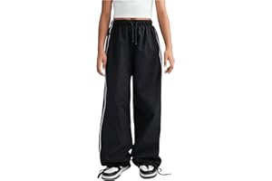 RoseSeek Girl's Wide Leg High Waist Sweatpants Side Striped Extra Long Baggy Track Pants Trousers