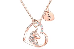 STORUP Valentines Day Gifts for Girls - Unicorn Gifts for Girls Necklace, Colorful CZ Unicorn Necklace for Girls Jewelry Initial Necklaces for Girls Birthday Valentines Gifts for Girls Unicorn Gifts