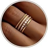 Florideco 14K Gold Plated Stackable Rings for Women Non Tarnish Dainty Cubic Zirconia Thumb Ring Set Silver Plated Stacking Set Statement Promise Band Ring Sets