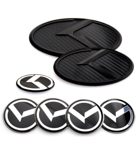 2 WHITE CARBON FIBER K EMBLEMS BADGES FOR KIA TRUNK OR HOOD PAIR