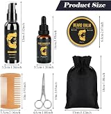 LOPHE Beard Growth Kit - Oil, Balm, Shampoo, Comb, Scissors, Beard Care Set view 2