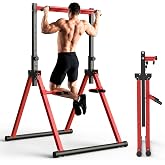 SERTT Foldable Power Tower Dip Station for Pull Ups, Dips &amp; Push Ups, Upgraded Free Standing Pull Up Bar Station, Multi-function Workout Equipment for Home Gym Strength Training, Support 440LBS