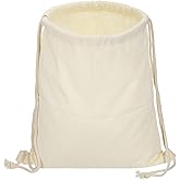 PATIKIL Cotton Drawstring Bags, Cotton Canvas Drawstring Backpack Foldable Sports Gym Bags for Women Men Gym Sports Trip, Beige