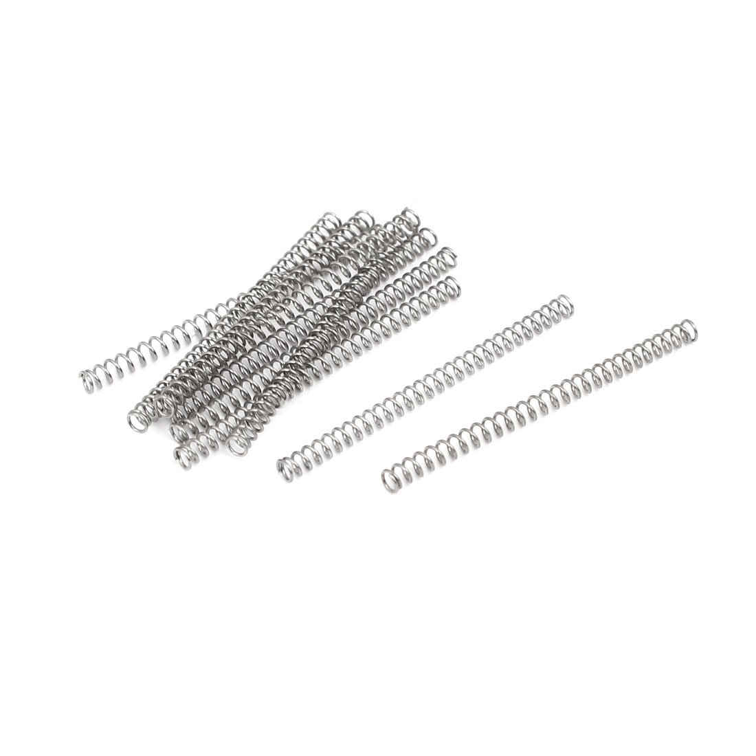 sourcingmap Compression Spring,304 Stainless Steel,2mm OD,0.3mm Wire Size,30mm Free Length,Silver Tone,10Pcs