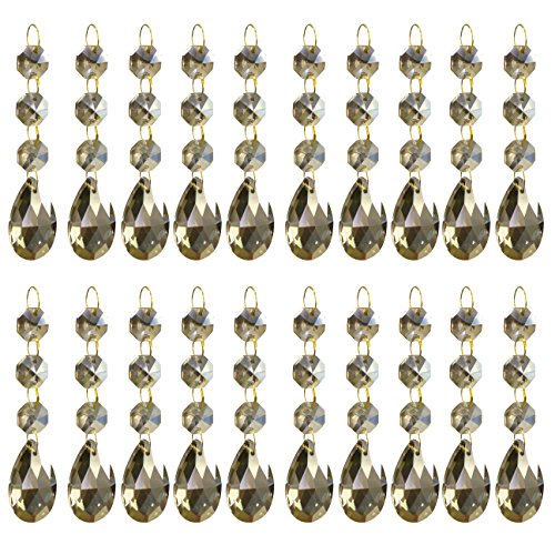 SuZhi 20 Pack Crystal Teardrop Chandelier Prisms Pendants Parts Beads (Cognac color)