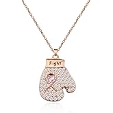 HOLLP Breast Cancer Awareness Necklace - Awareness Ribbon Charm Fight The Cancer Recovery Jewelry for Women